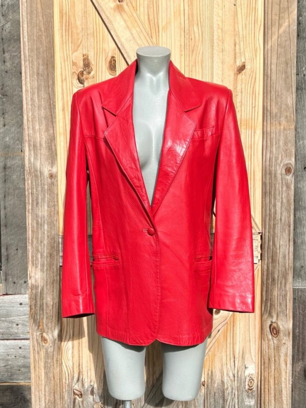 Vintage Reed Sportswear Womens Red Soft Leather Fitted Blazer Jacket~M~
